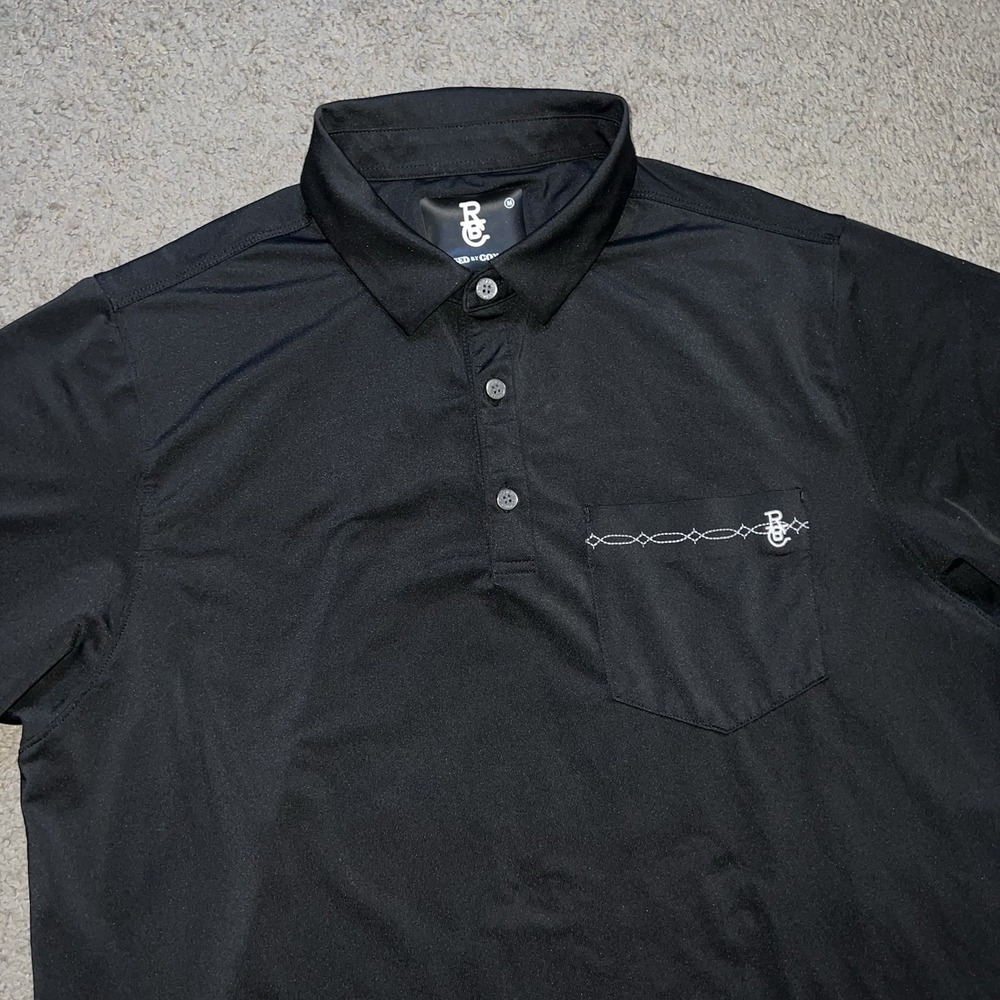 Raised by Coyotes Polo Shirt Mens M Black Short Sleeve Performance Golf